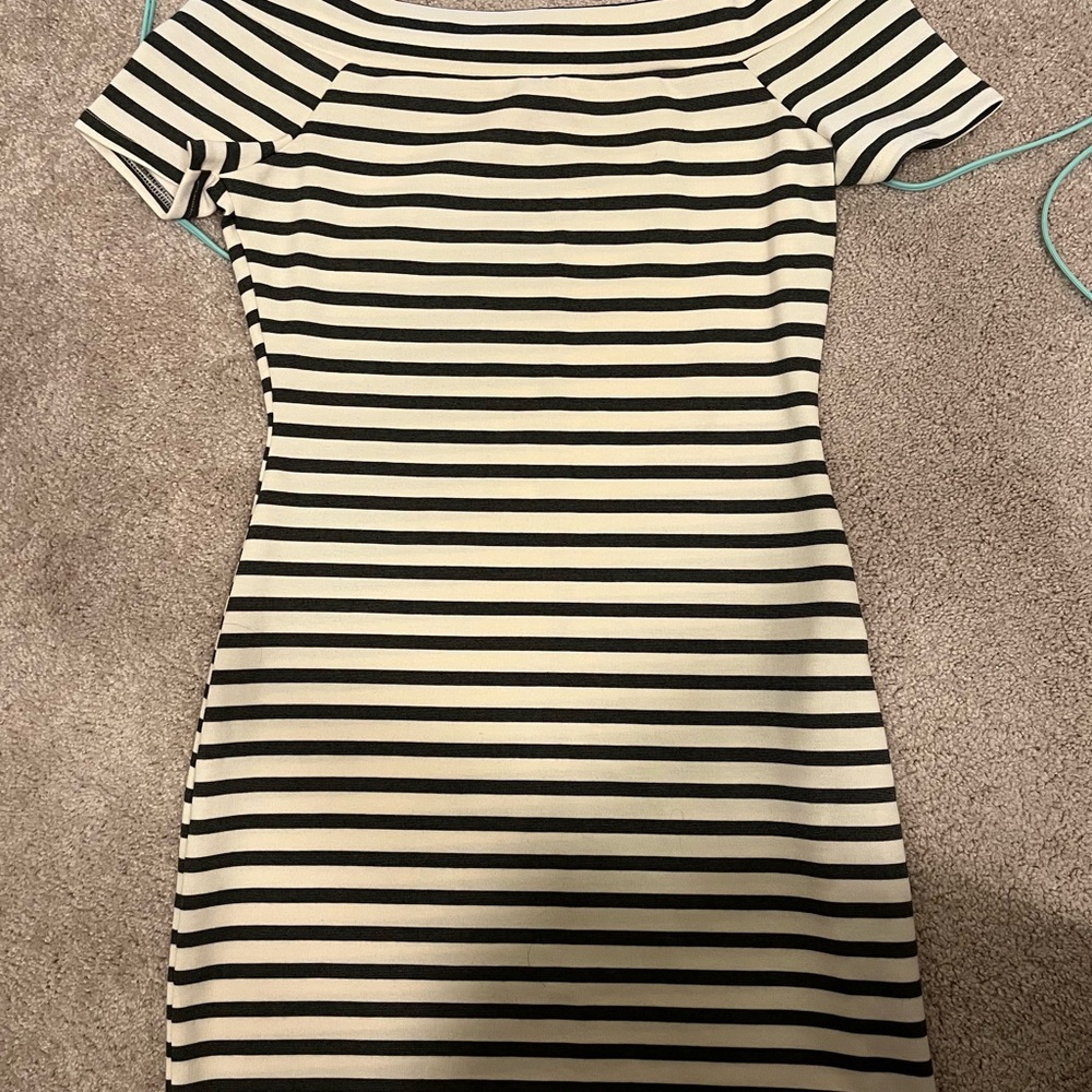 Zara Cream and Black Raglan Sheath Mini Dress